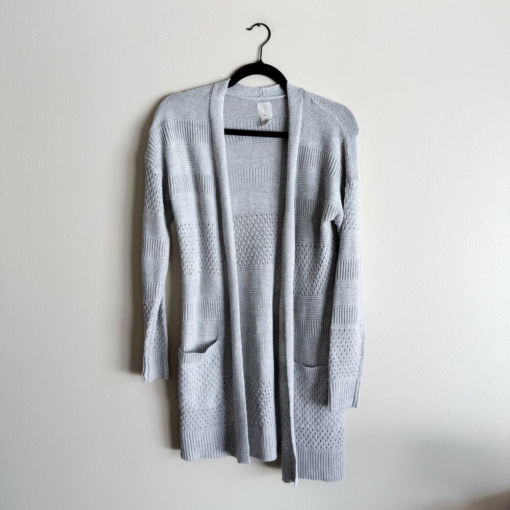 Joie Light Grey Long Sleeve Pocket Open Front Cotton Cardigan Sweater Small
